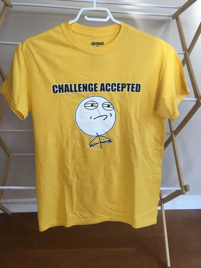 Challenge Accepted meme Men's Small bright yellow t-shirt photo 1