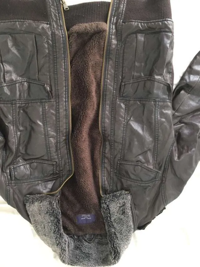 Men's Zara Brown Leather Jacket - Size Large photo 1