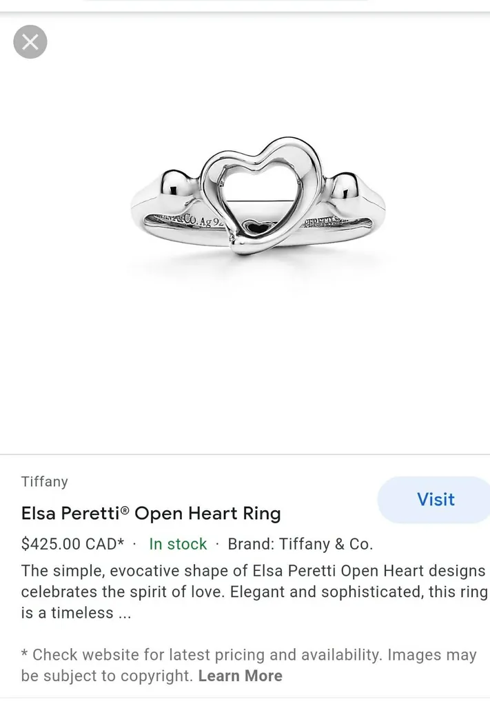 Authentic Tiffany Open Heart Ring photo 1