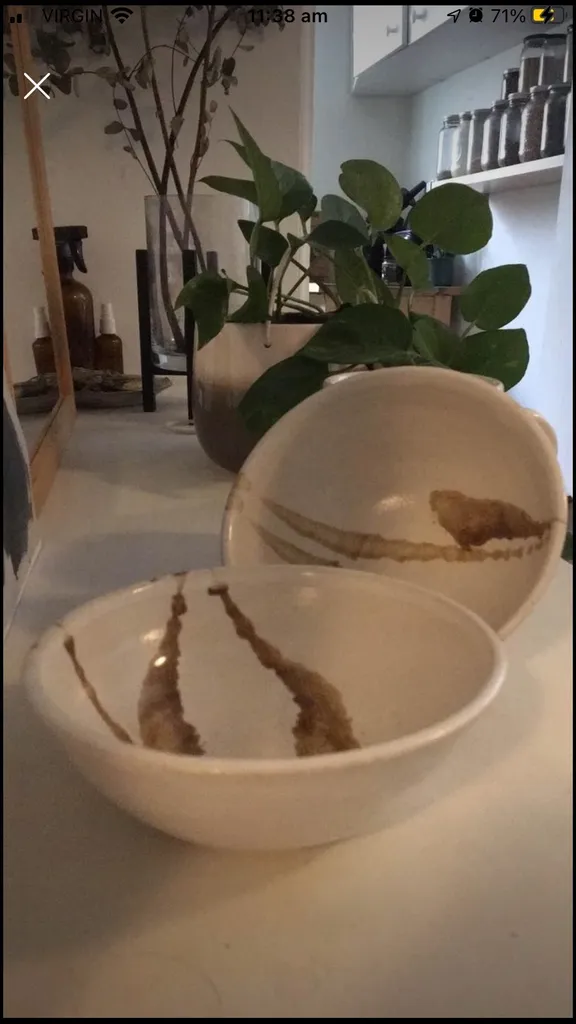 Set Of White And Brown Detail Porcelain Bowls photo 1