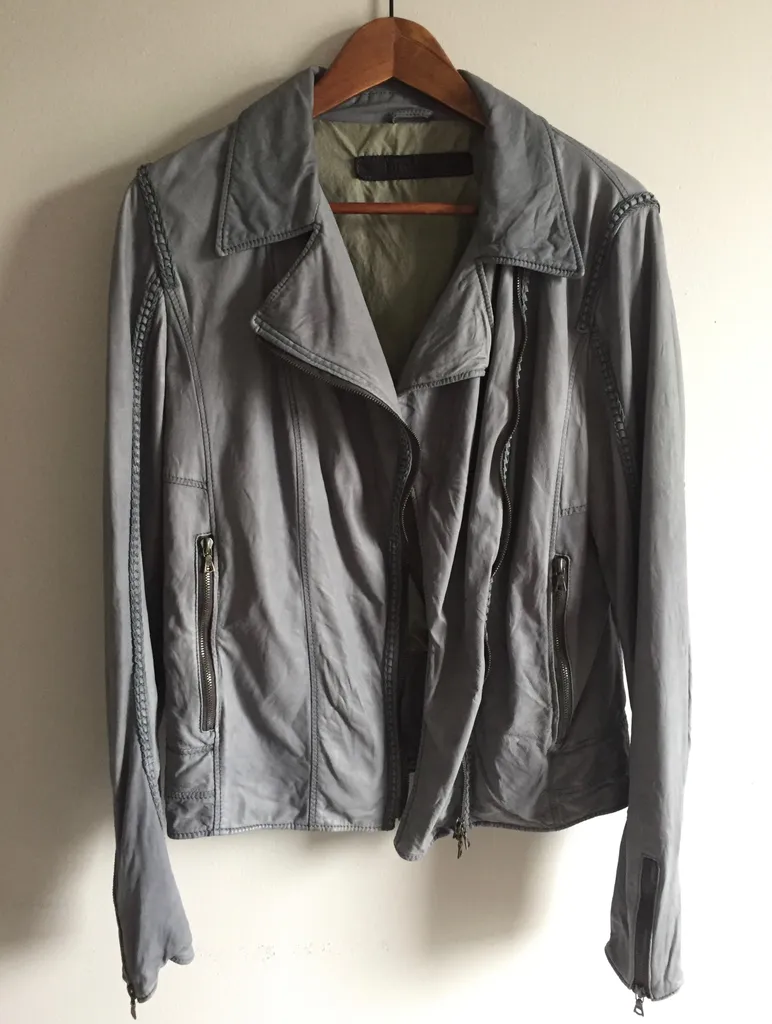 DROMe leather jacket grey women's large photo 1