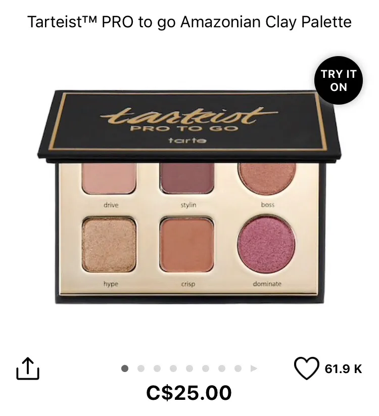 BNIB Tarteist Pro To Go Eyeshadow Palette photo 1