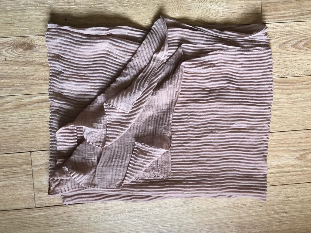 Nude Cotton Accordion Fabric Rectangle Scarf photo 1