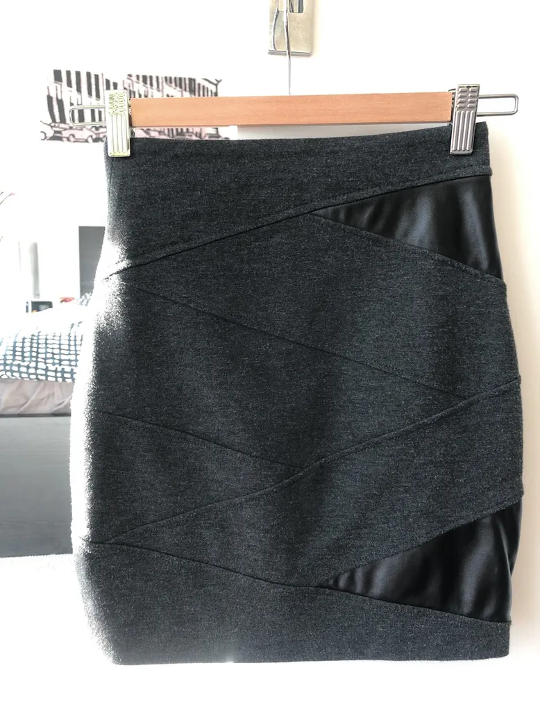 Aritzia Charcoal/Pleather Mini Skirt by Talula, Size 0 photo 1