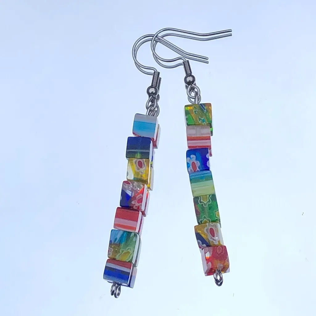 Multicoloured Millefiori Glass Earrings photo 1