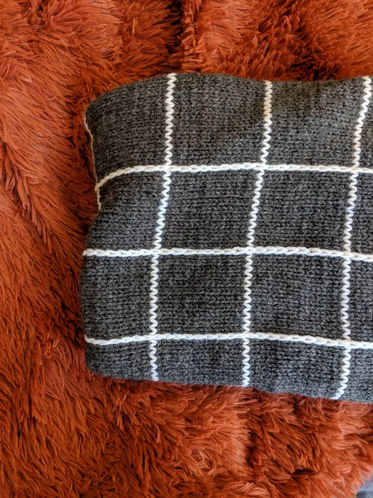 Handknit Grid Scarf/Lap Blanket photo 1