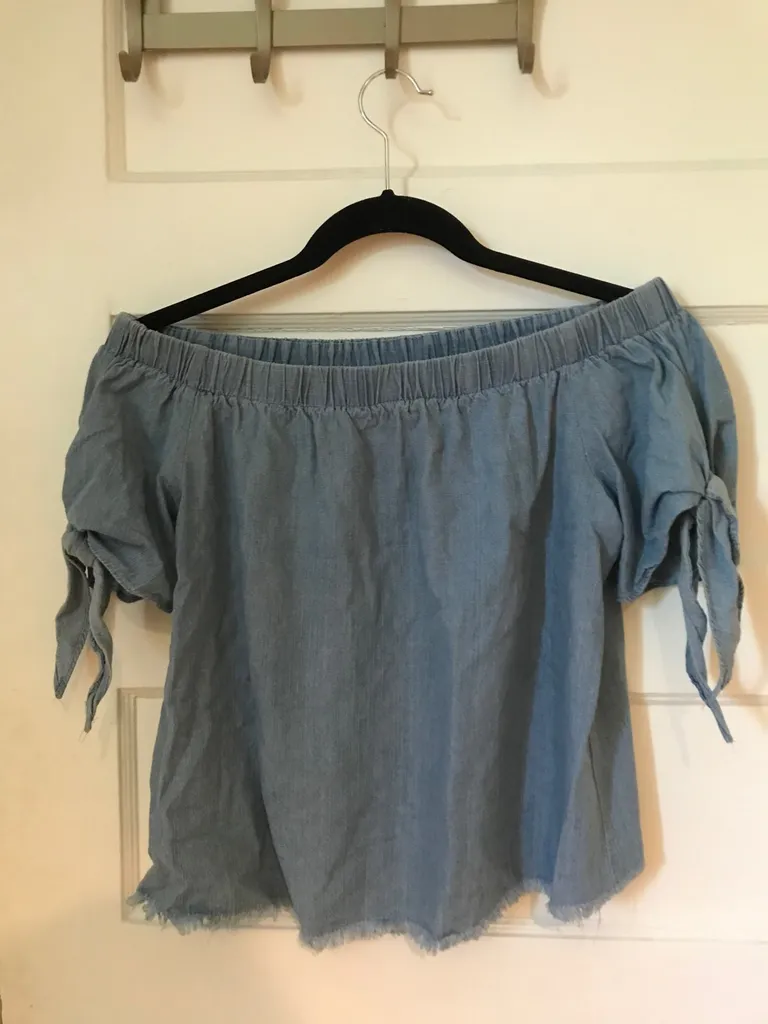 Off Shoulder Denim Shirt photo 1