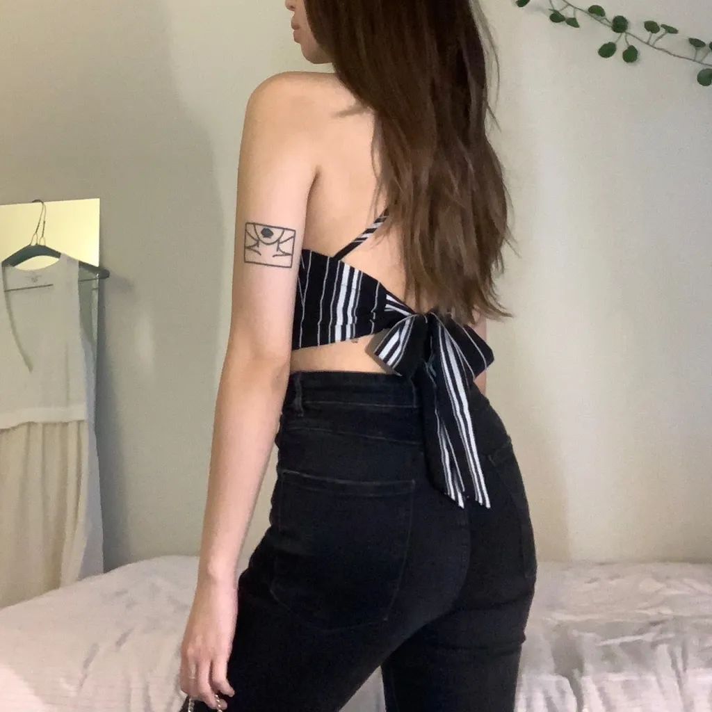 Stripped Crop Top With Tie In Back photo 1