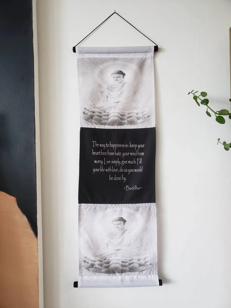 Fabric Scroll Wall Hanging Buddha Quote photo 1