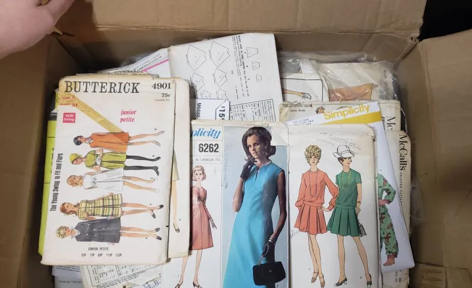 *Large Box Of Vintage Sewing Patterns photo 1