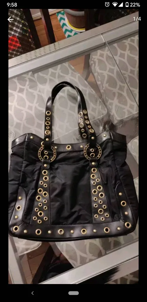 Free ~ Black Tote with Gold Details photo 1