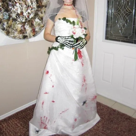 Zombie Bride Halloween Wedding Dress Gown photo 1