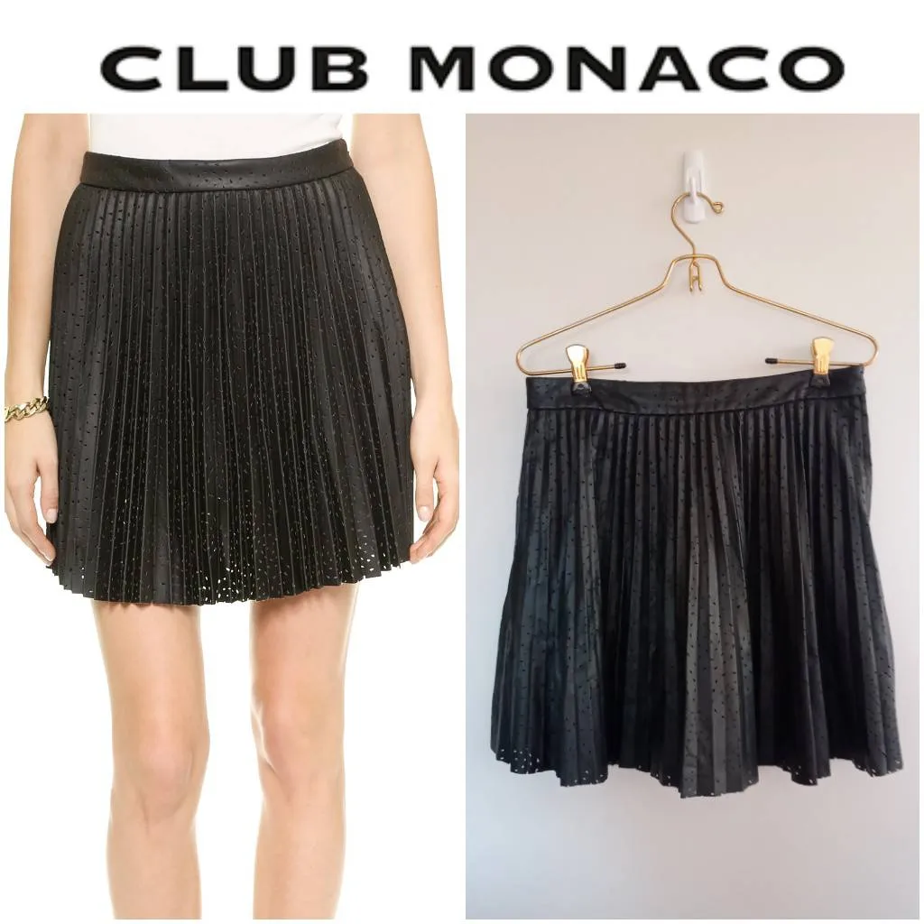$25 trade - Club Monaco, laser-cut, faux leather skirt (sz 6) photo 1