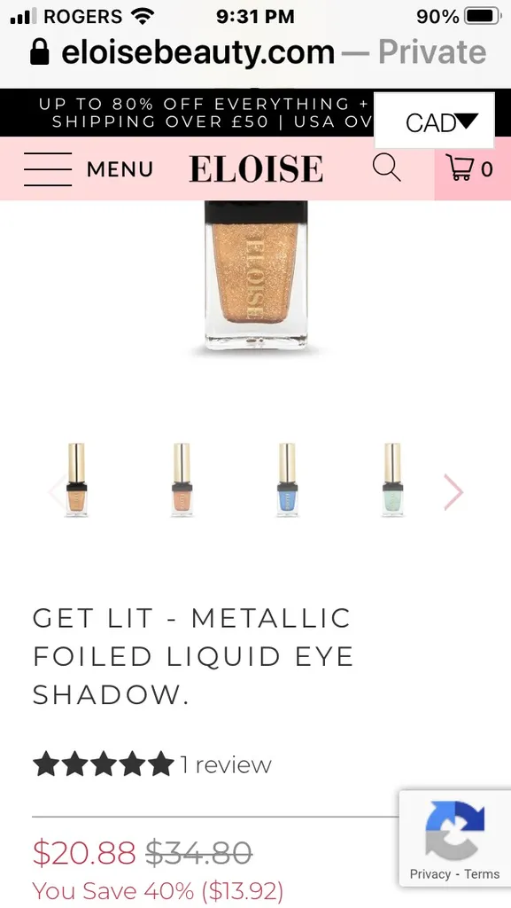 BNIP Eloise Metallic Foil Eye Shadow In Pure Gold photo 1