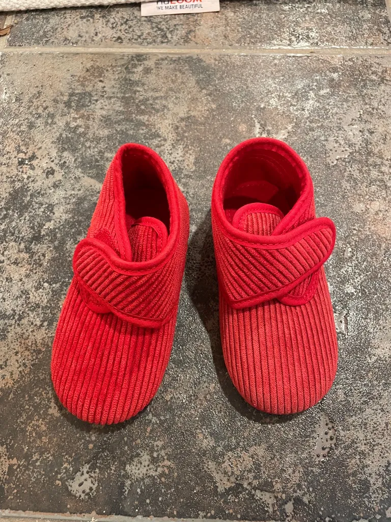 Red Corduroy Toddler Slippers photo 1