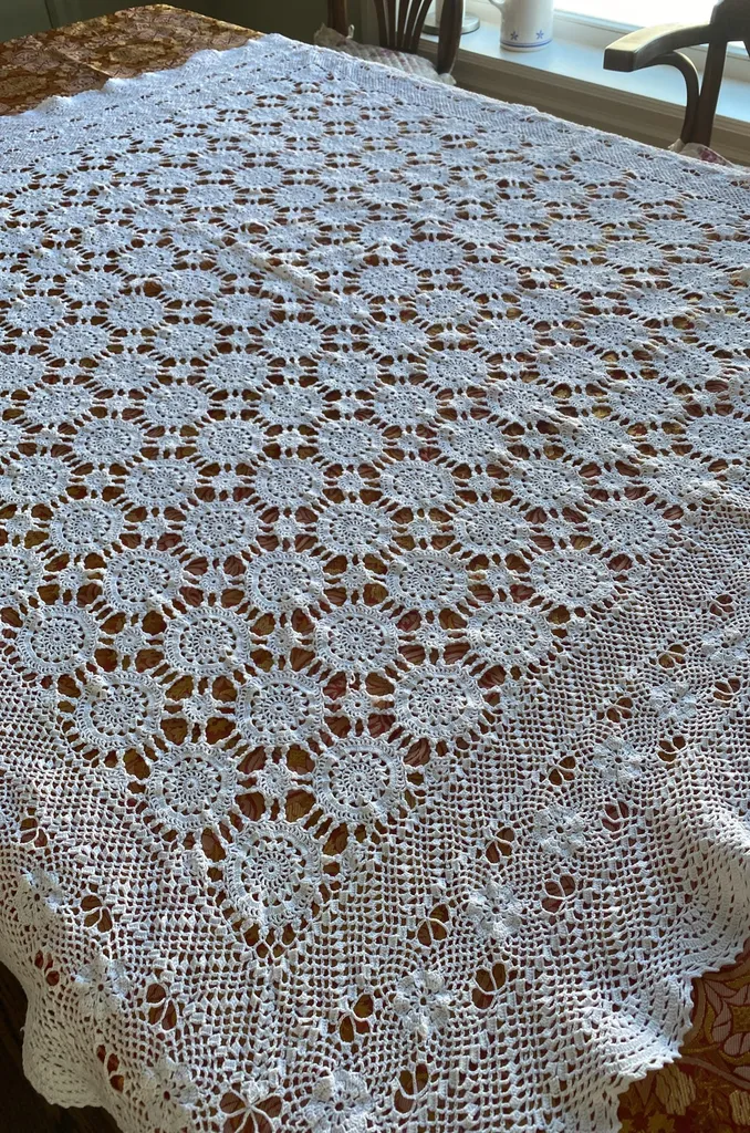 Vintage Crochet Lace Table Cover photo 1