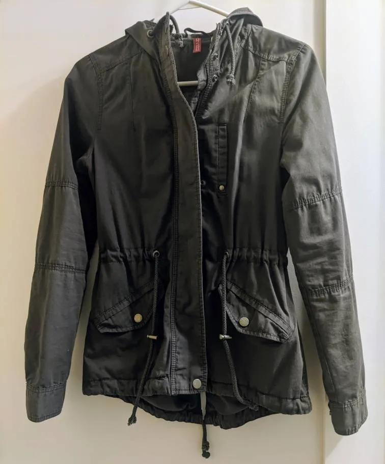 Grey H&M Jacket With A Hood Size 2 photo 1