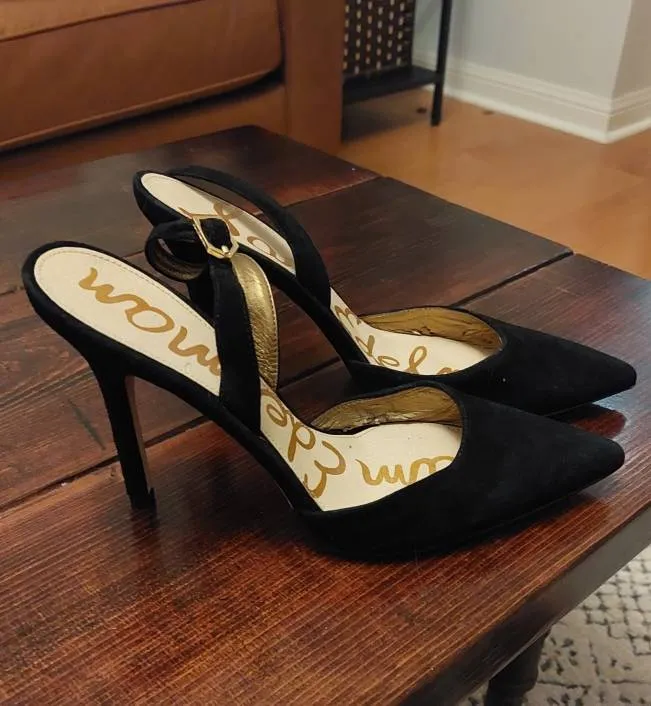 Black Suede Sam Edelman Slingback Heels photo 1