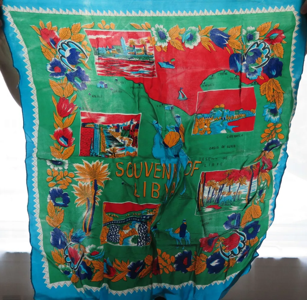 VINTAGE 1960s scarf LIBYA theme photo 1
