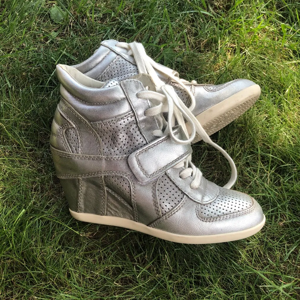 Limited Edition ASH Silver Wedge Leather Sneaker photo 1