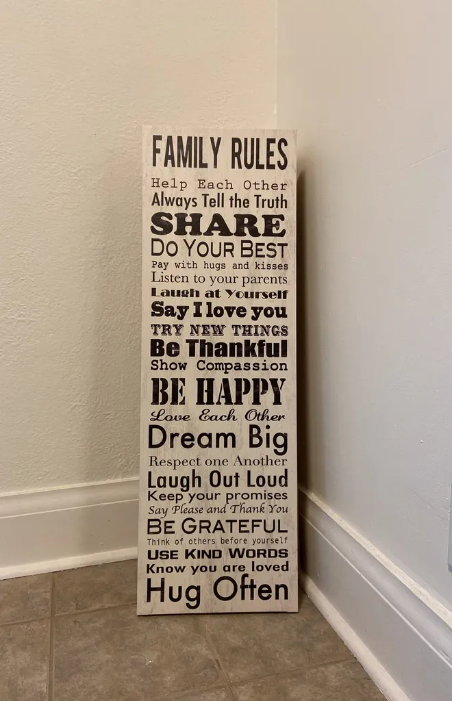 “family rules” wall hanging photo 1
