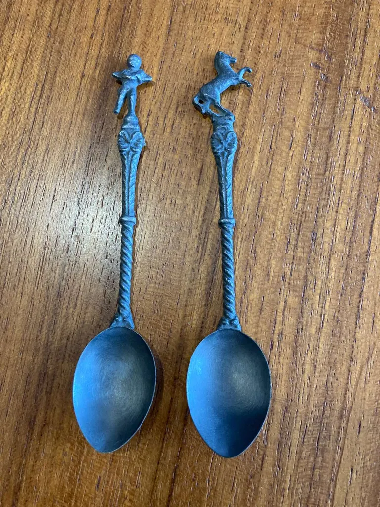 Pair of pewter spoons photo 1