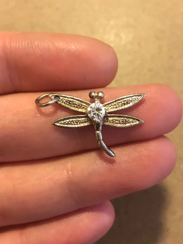 925 Silver and Zirconia Dragonfly Pendant photo 1