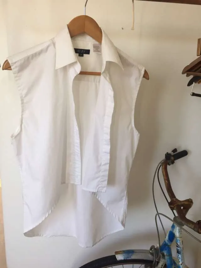 white sleeveless Oxford shirt photo 1