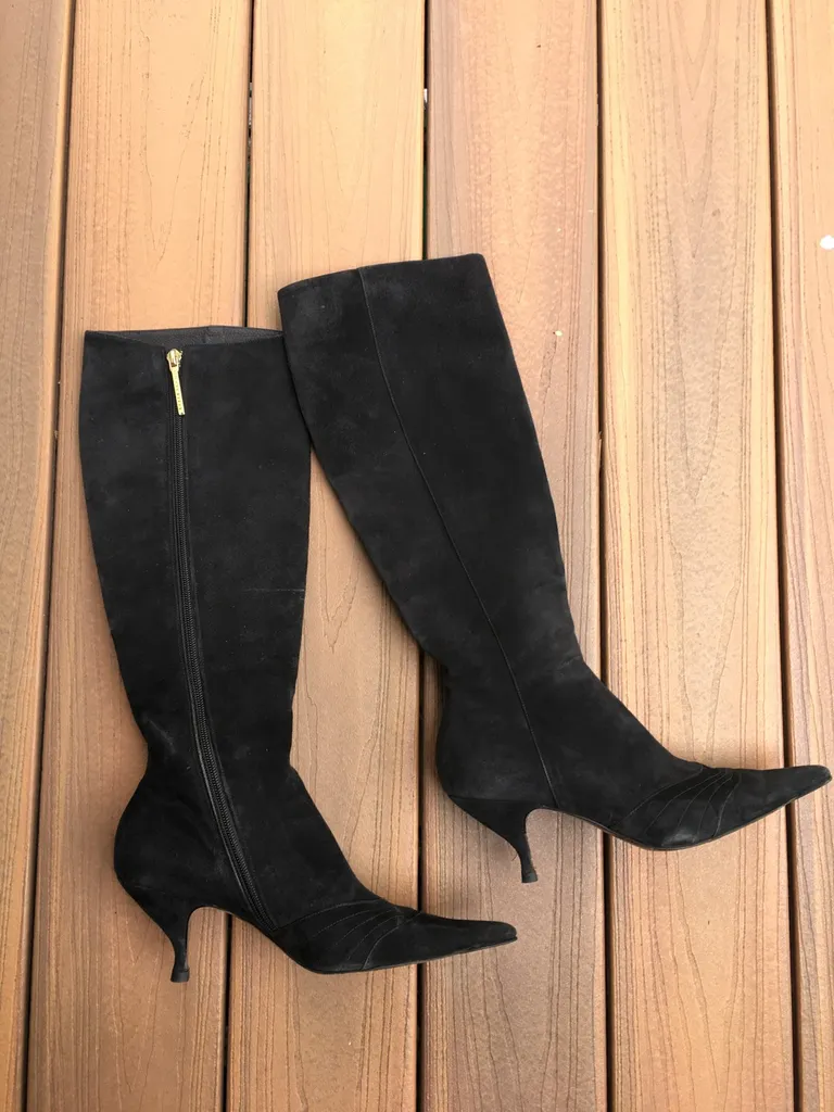 Bottes en Suède noire Michel Perry suede boots photo 1