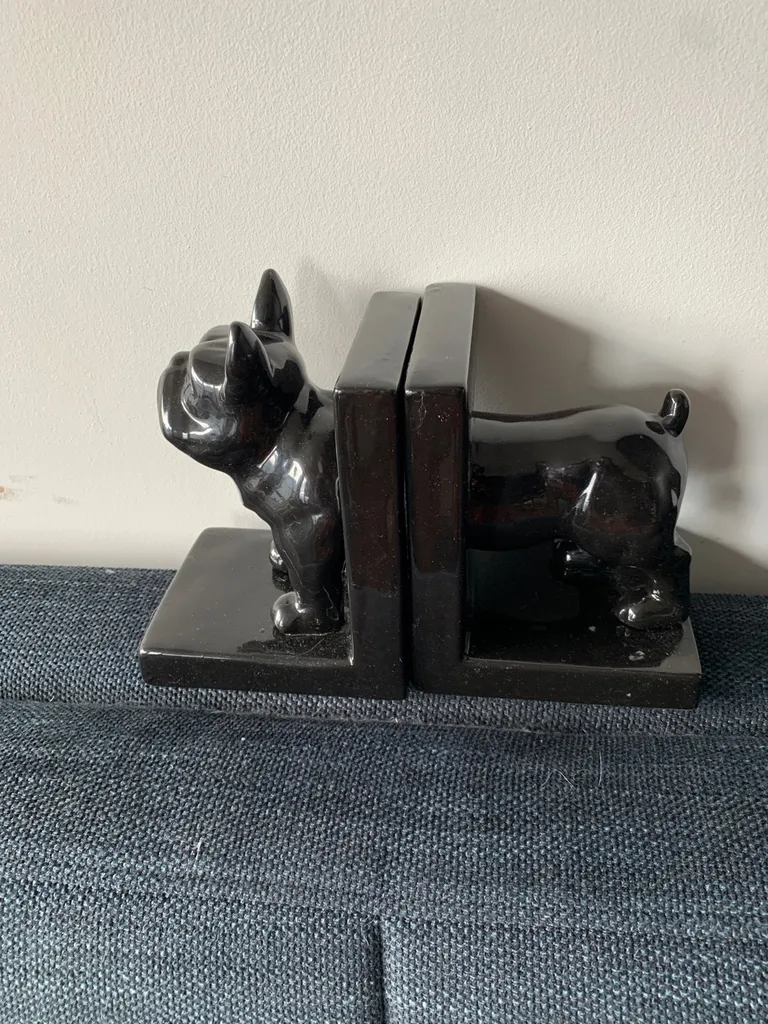 Louie Bulldog Bookend Set Black BNWT photo 1