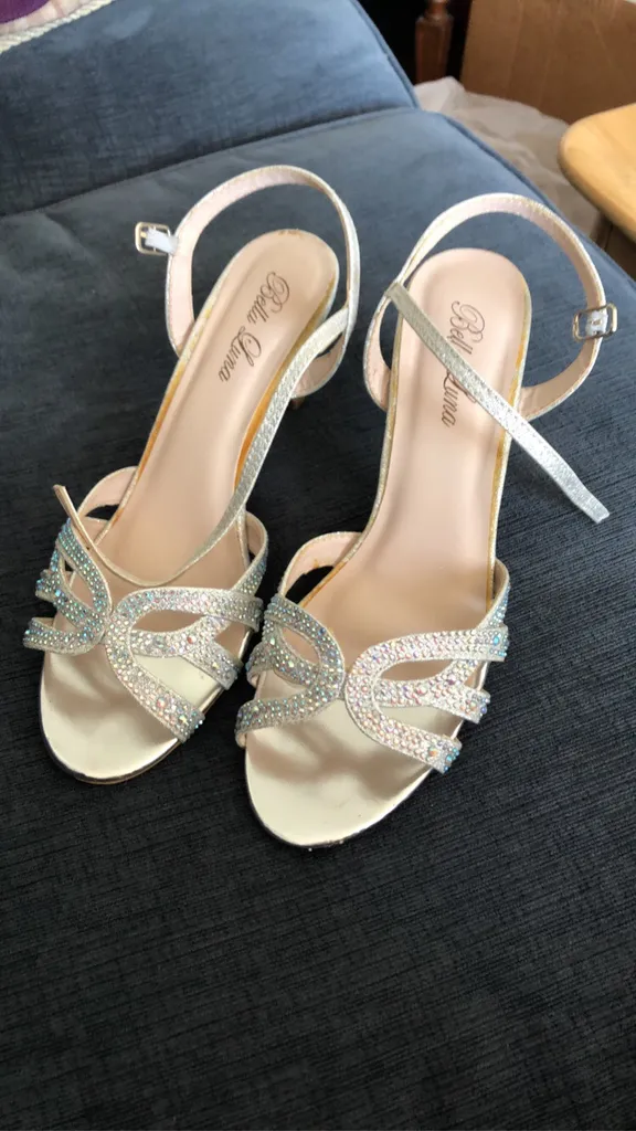 Silver Glitter Heels - Size 8.5 photo 1