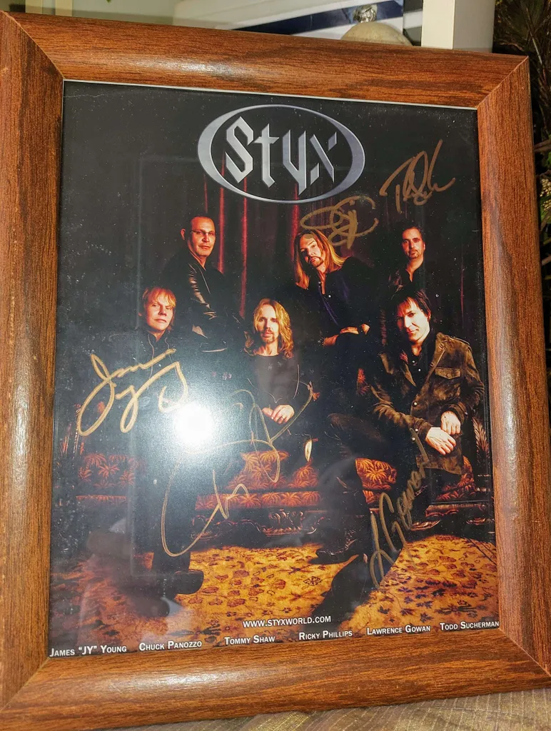 Styx band autographed 8"x10" reprint, framed photo 1
