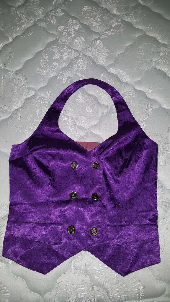 Shiny New Purple Double Breasted Vest w Tie Back & Actual Poc... photo 1