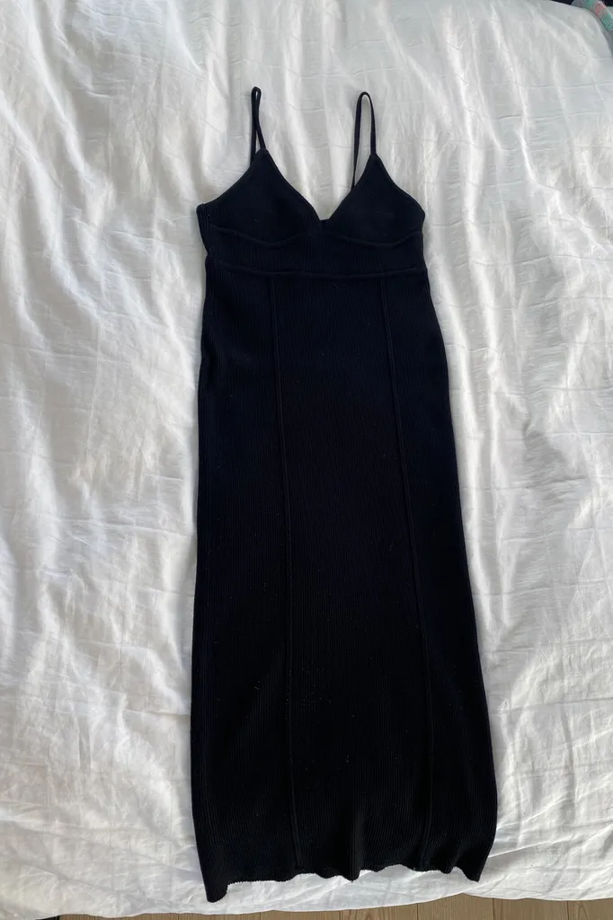 Black NWOT Zara Knit MIDI Dress Size M photo 1