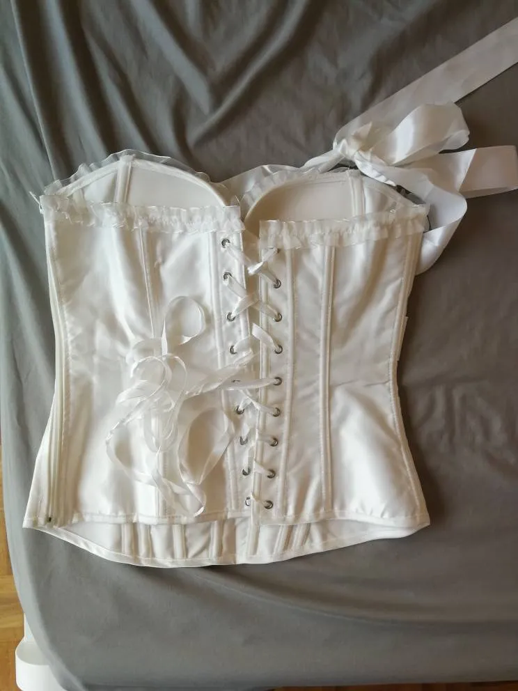 New Satin White Corset, With Halter Ribbon - Small photo 1
