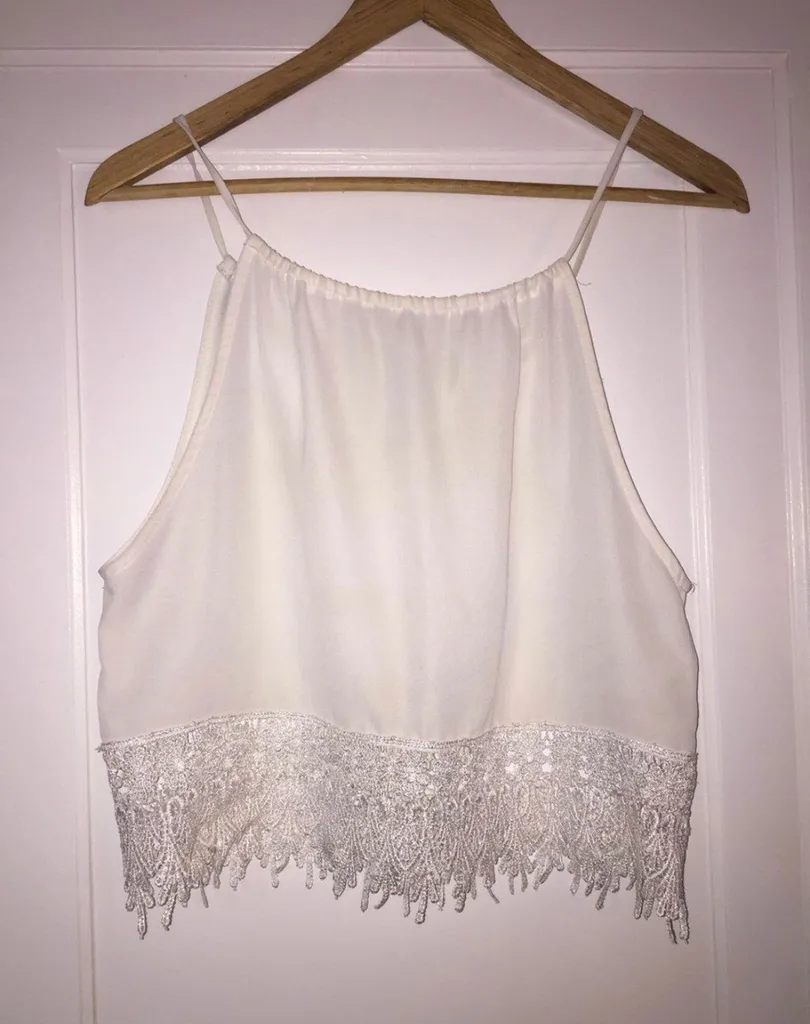 white silky urban outfitters tank top with lace photo 1