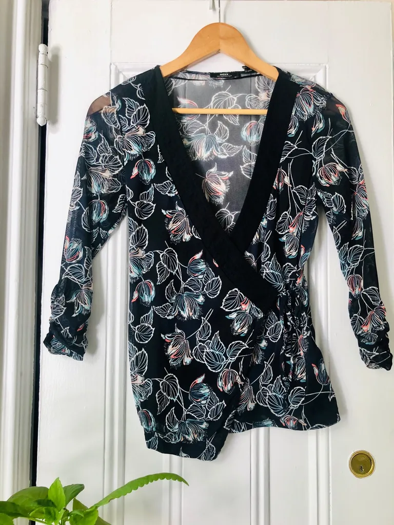 Sheer Flower Tie Blouse photo 1