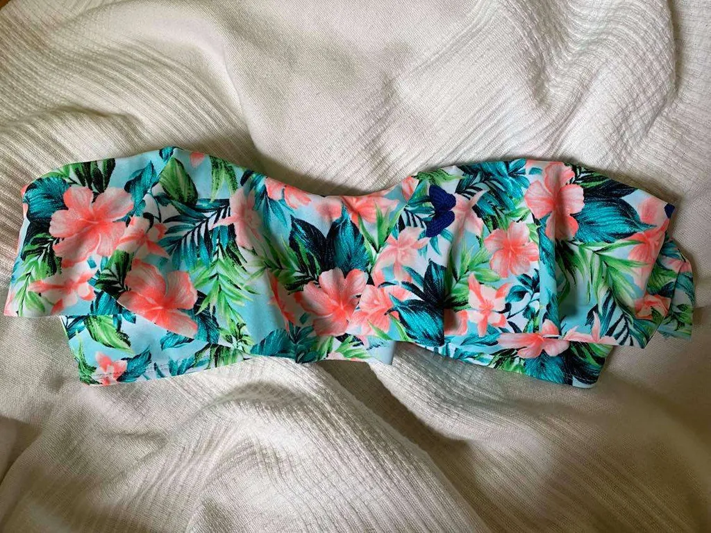 Forever21 Tropical Flowy Bandeau Bikini Top (size L) photo 1