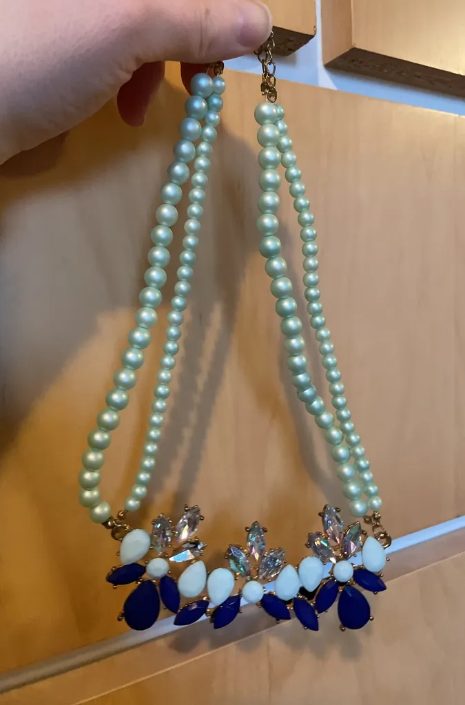 Mint Blue Faux Pearl Necklace photo 1