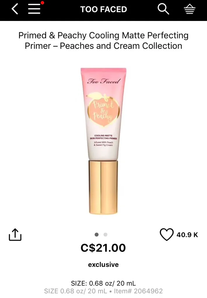Brand New Too Faced Peach Primer photo 1