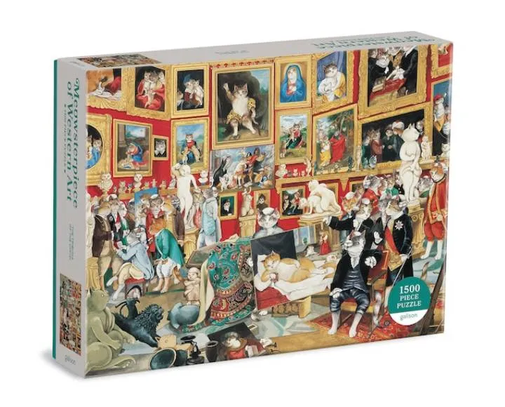 Galison 1500 Piece Puzzle: Meowsterpiece Of Western Art, Trib... photo 1