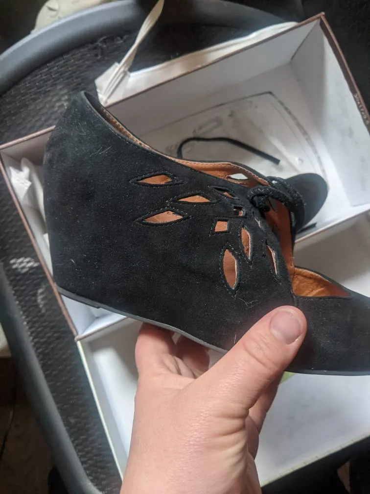 Jeffry Campbell 7.5 Wedge Black Suede photo 1