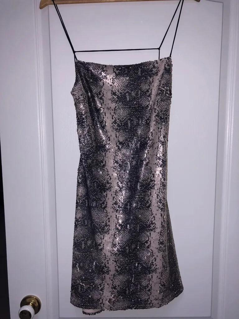 snake print reversible sequin dress photo 1