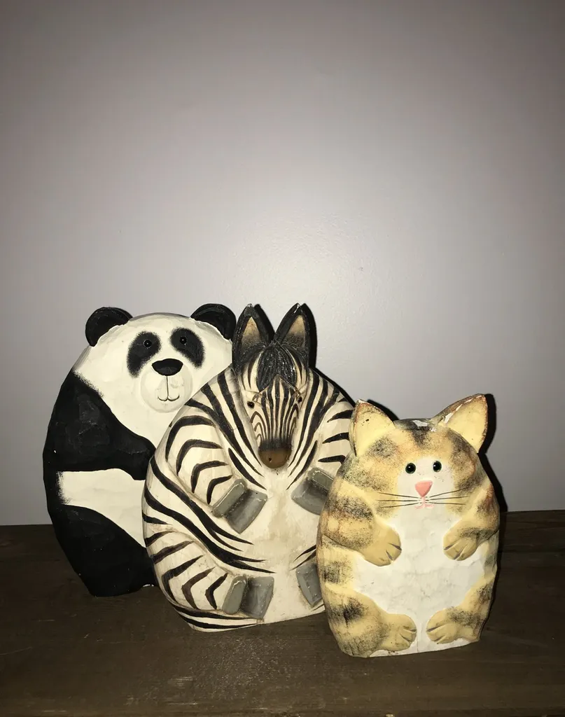 Wooden Panda, Zebra & Cat Ornaments photo 1