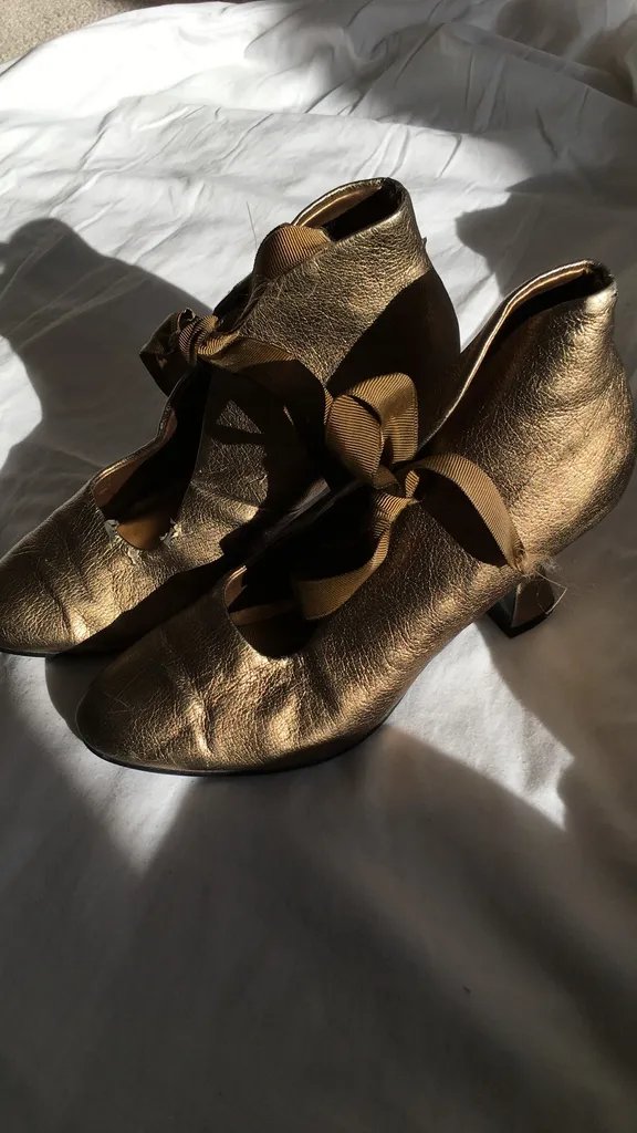 Size 7 Metallic Gold Booties Heels photo 1