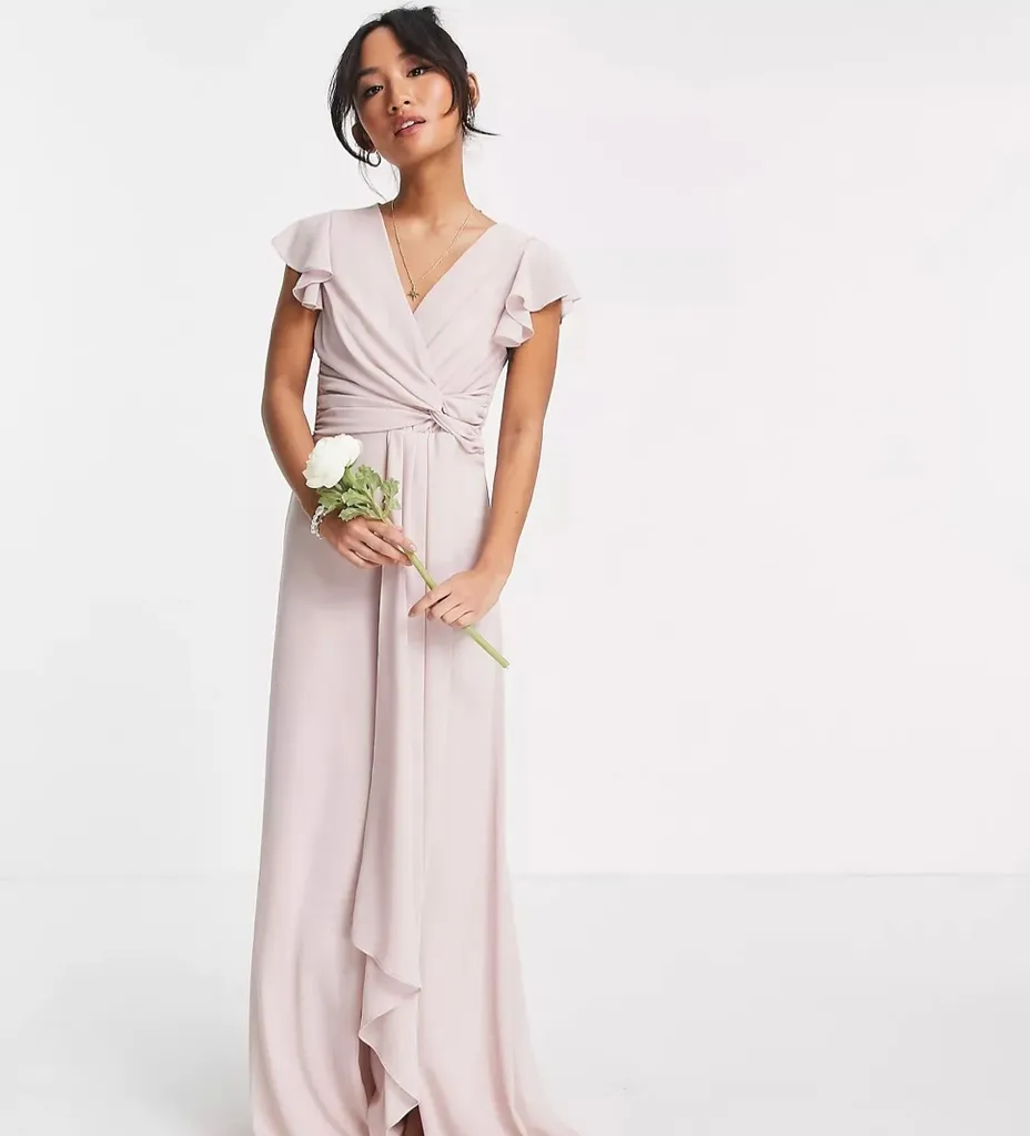 ASOS TFNC Petite bridesmaid flutter sleeve ruffle photo 1