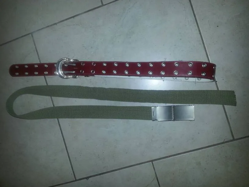 2 Belts. Red one is vegan leather, Fabric one not.  photo 1
