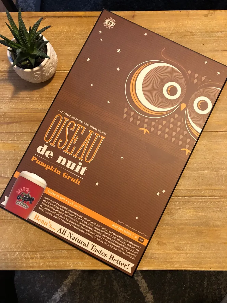 Beau Brewery Poster Frame - Owl - Oiseau De Nuit photo 1