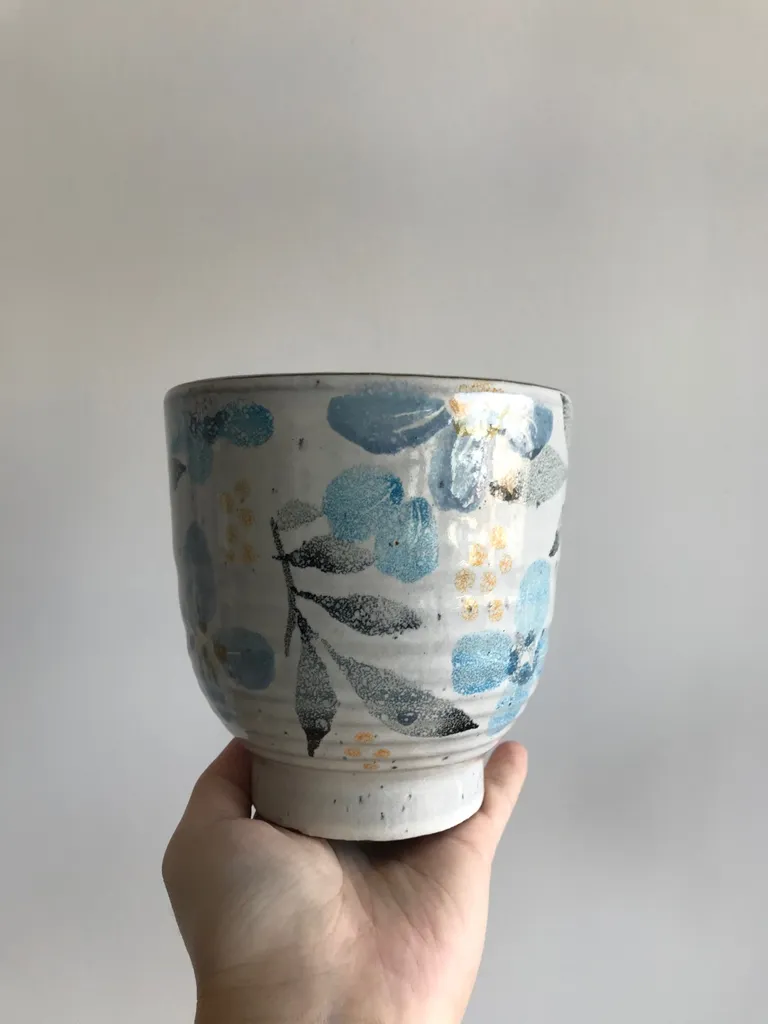 Anthropologie Hand painted Planter (5”) 🍃 photo 1
