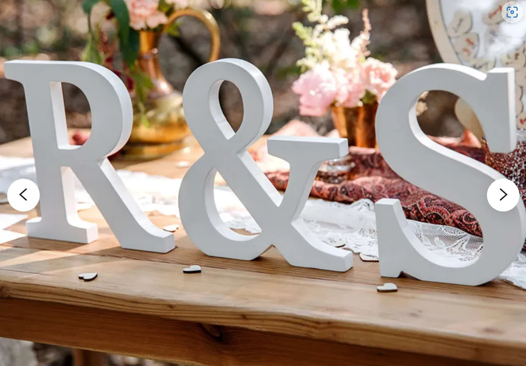 White Wooden Wedding Letter Sign "R & S" photo 1